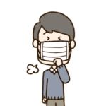 パパさんマスクして咳してる