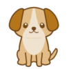 お座りする垂れ耳の犬