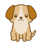 お座りする垂れ耳の犬